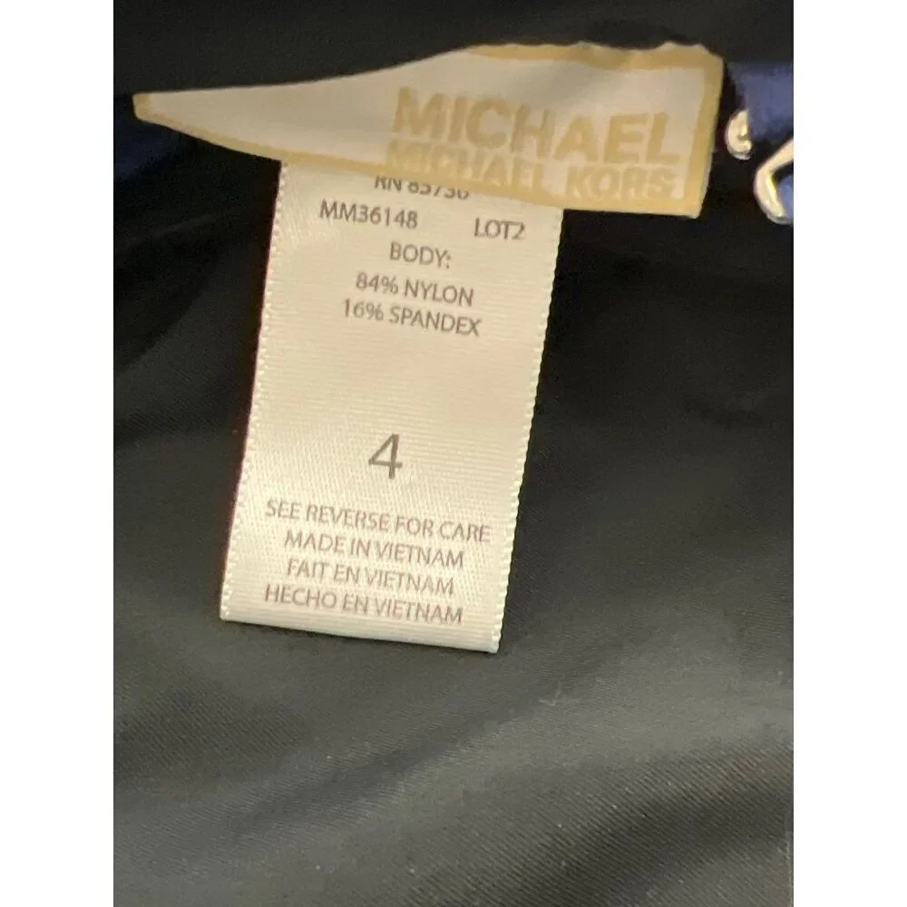 Michael Kors Women Blue Bandeau One Piece With Buckle Detail Swimwear Size 4